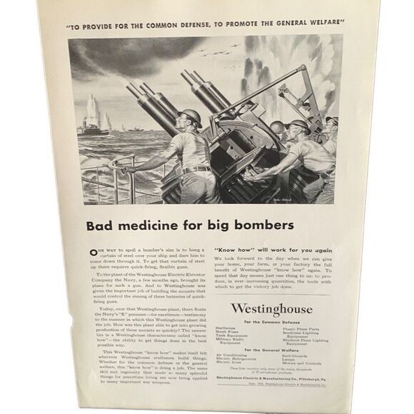 Vintage 1941 Westinghouse Medicine for Big Bombers Ad Advertisment - Picture 5 of 5